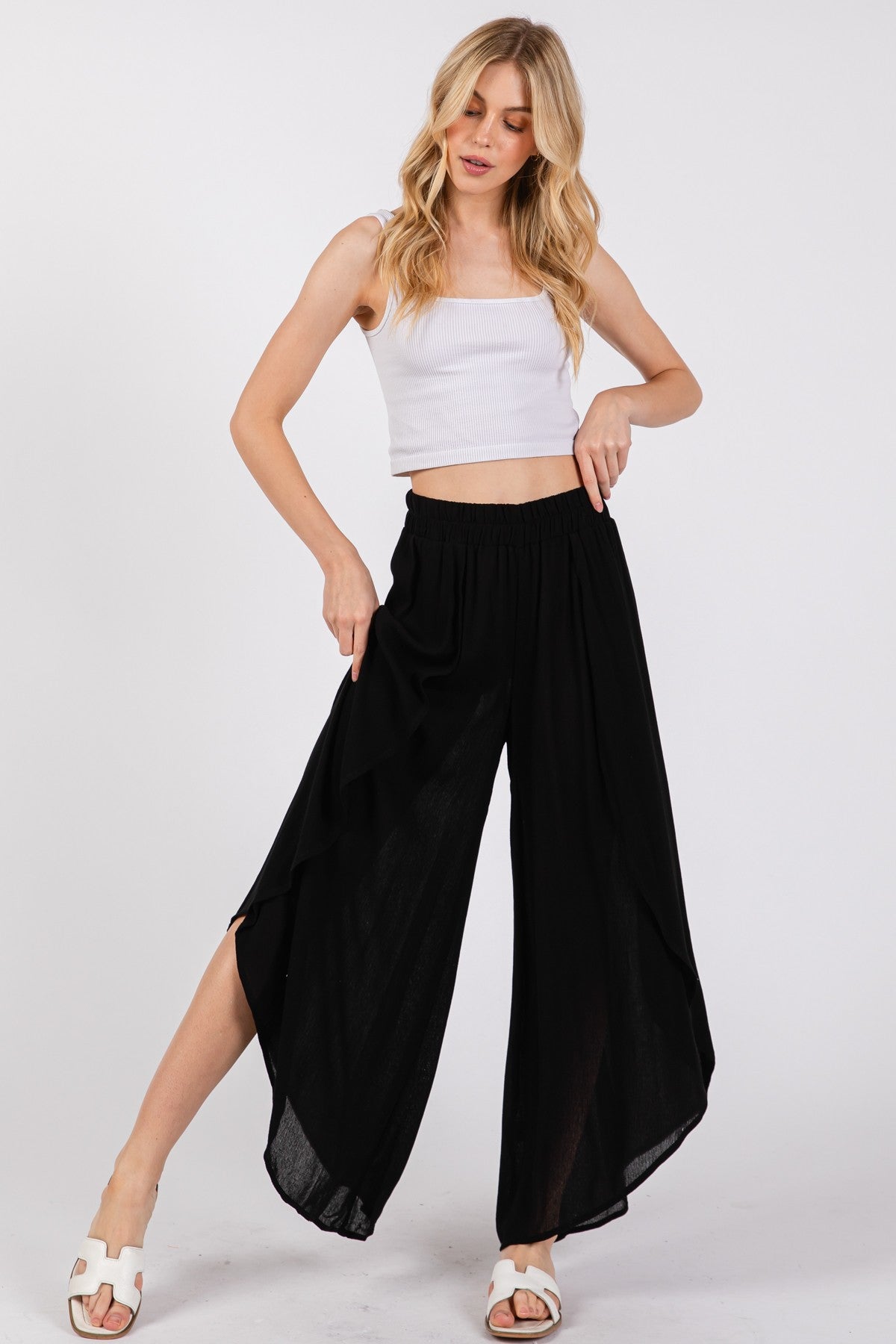 Overlap Wide Leg Pants