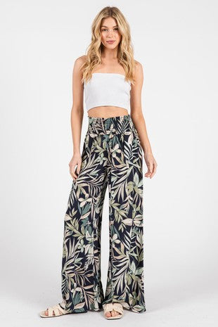 Smocket Wide Leg Pants