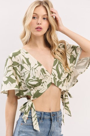 Deep V-Neck Kimono Crop