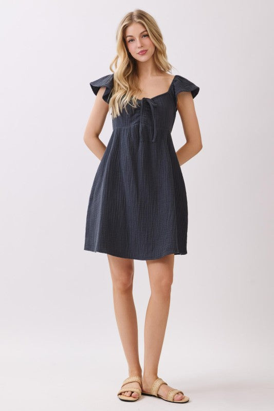 Ruffled Sleeve Babydoll Dress