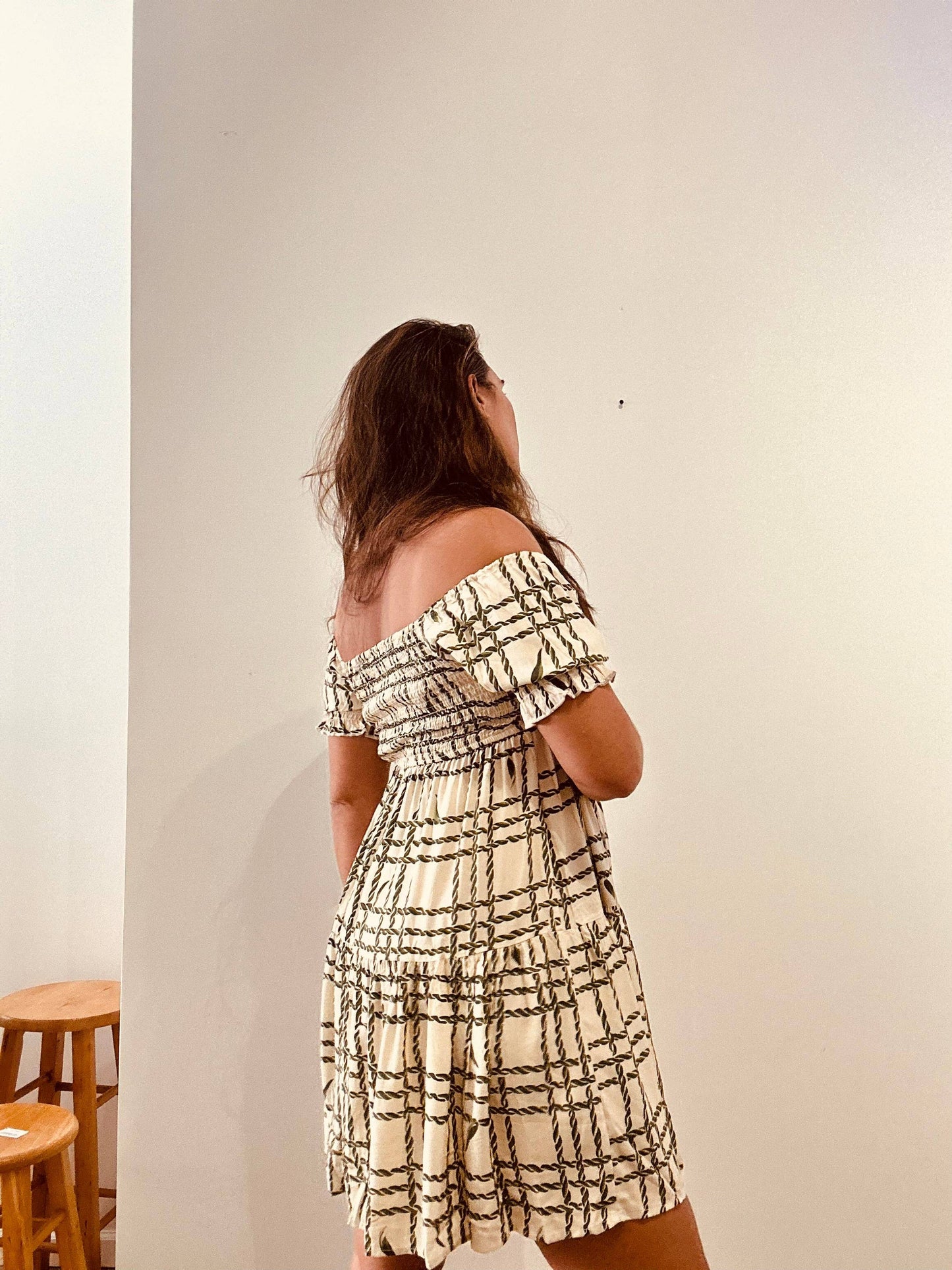 Ti' Palaka Off-shoulder Midi Dress