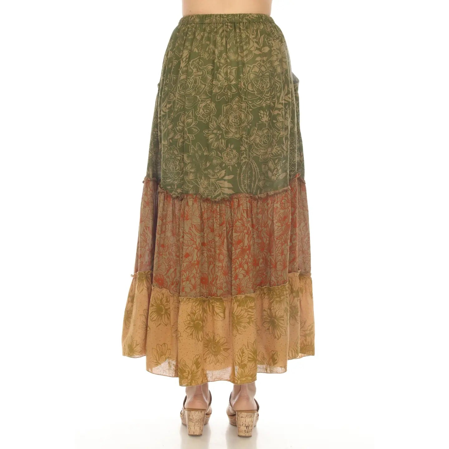 Tiered Print Maxi Skirt