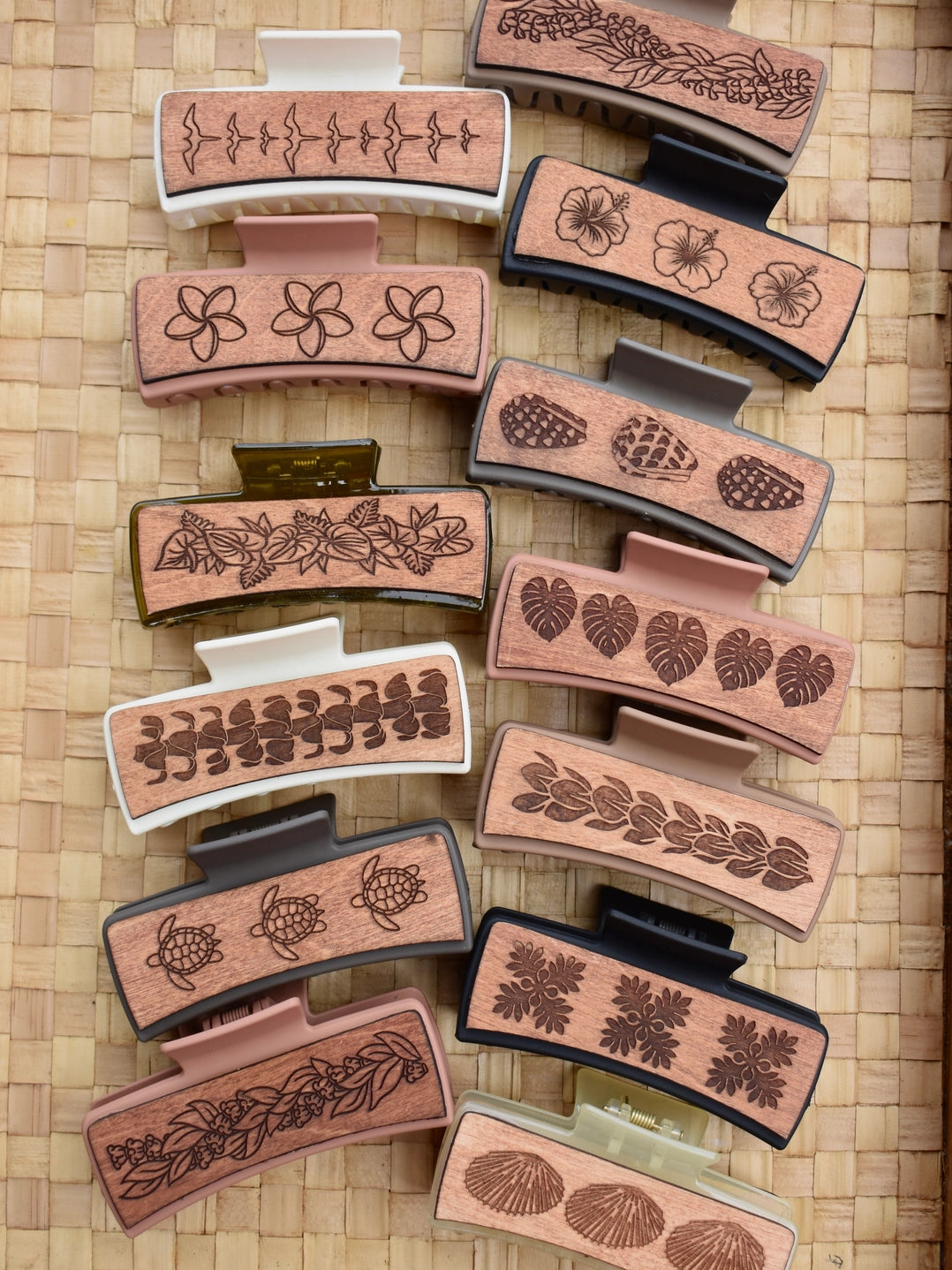 Wood Engraved Hair Clip