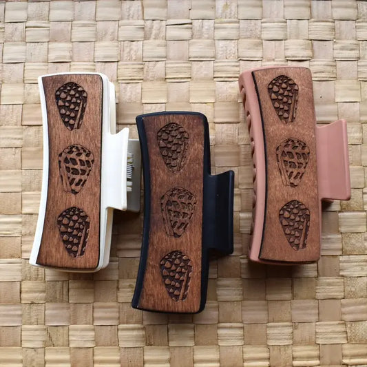 Wood Engraved Hair Clip