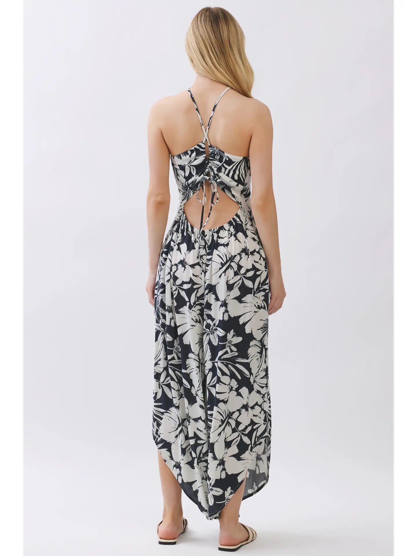 Print V-Neck Wide Leg Jumpsuit