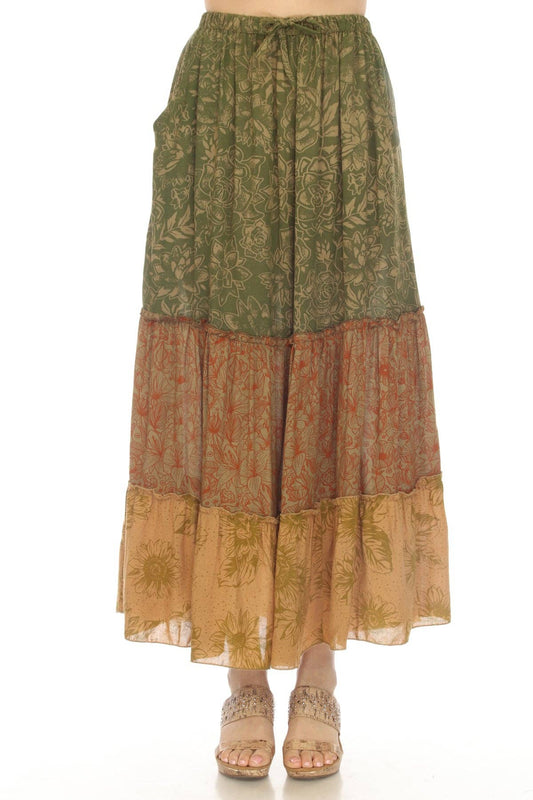 Cactus Garden Tiered Maxi Skirt