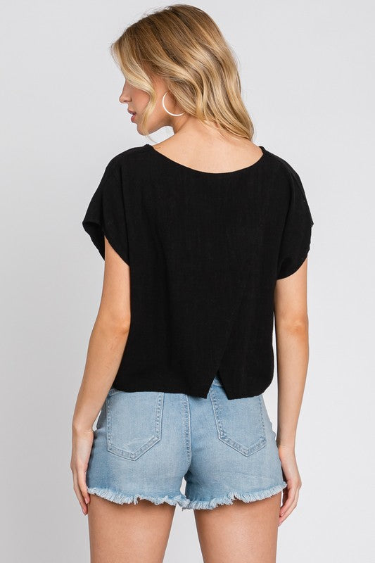 Washed Linen Crop Top