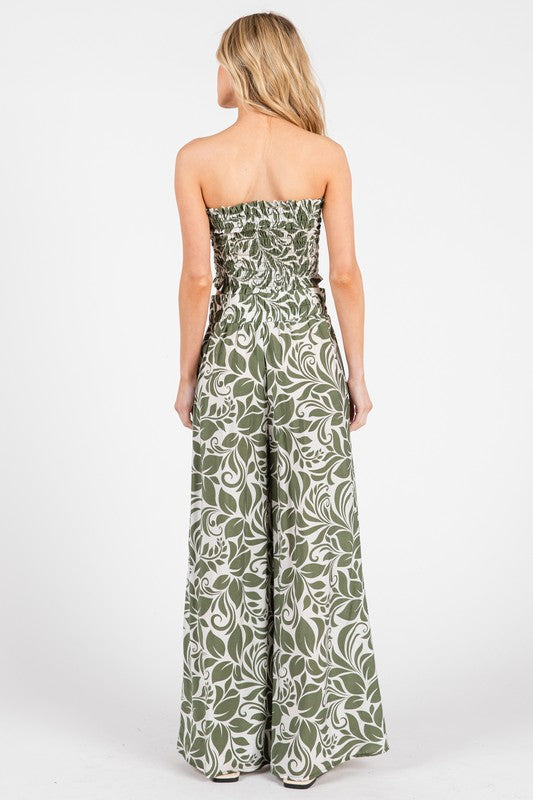 Print Waist Elastic Wide Leg Pants