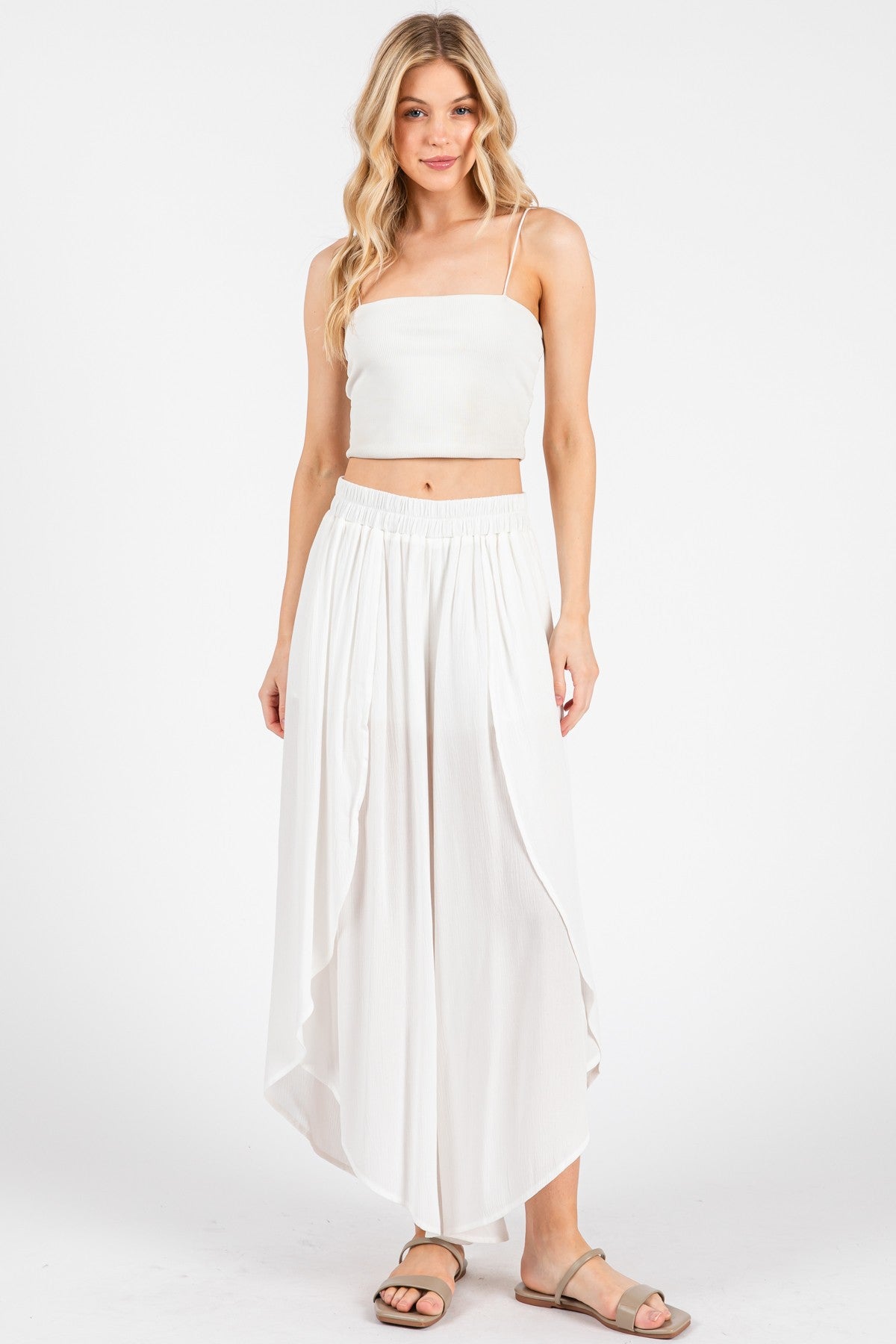 Overlap Front Slit Pants W/ Lining