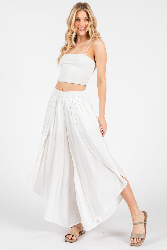 Overlap Front Slit Pants W/ Lining