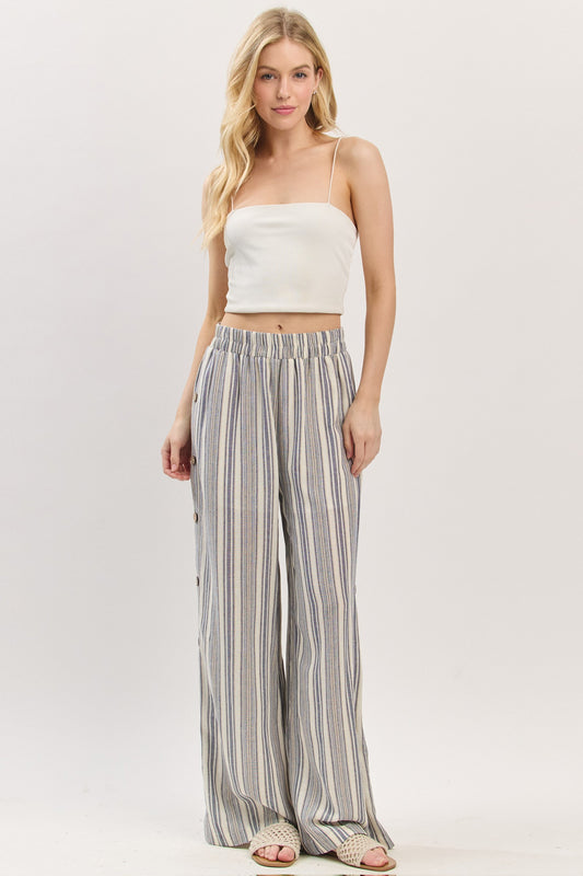 Button Down Split Wide Leg Pants