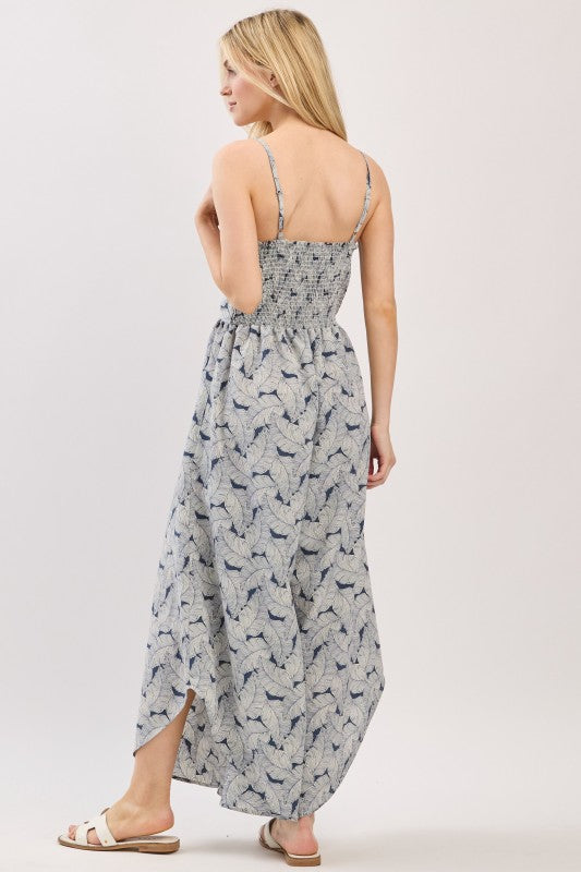 Front Ruched Hemming Midi Jumpsuit