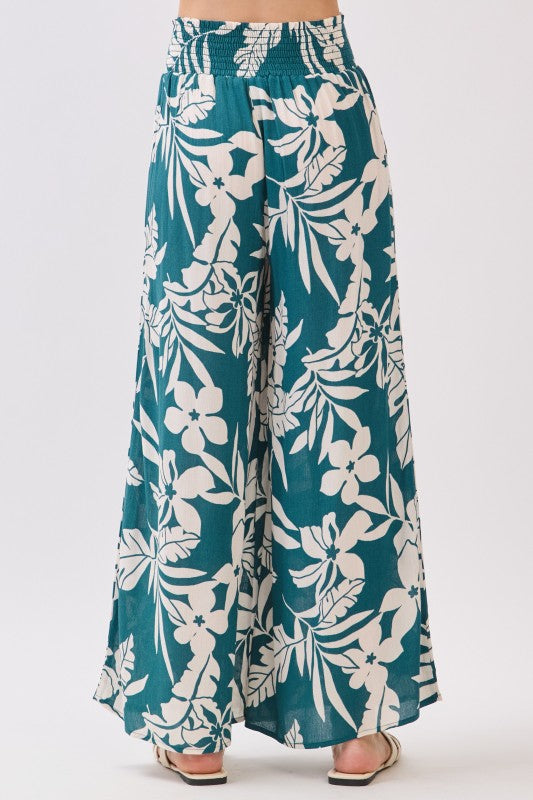 Wide Smock Waist Leg Crop Pants