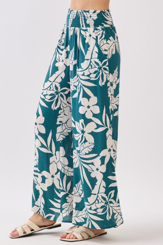 Wide Smock Waist Leg Crop Pants