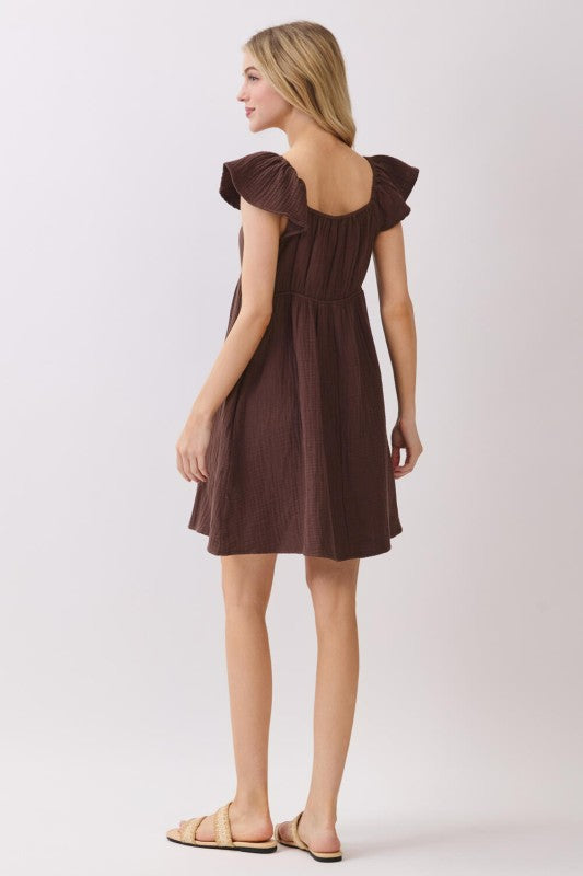 Ruffled Sleeve Babydoll Dress