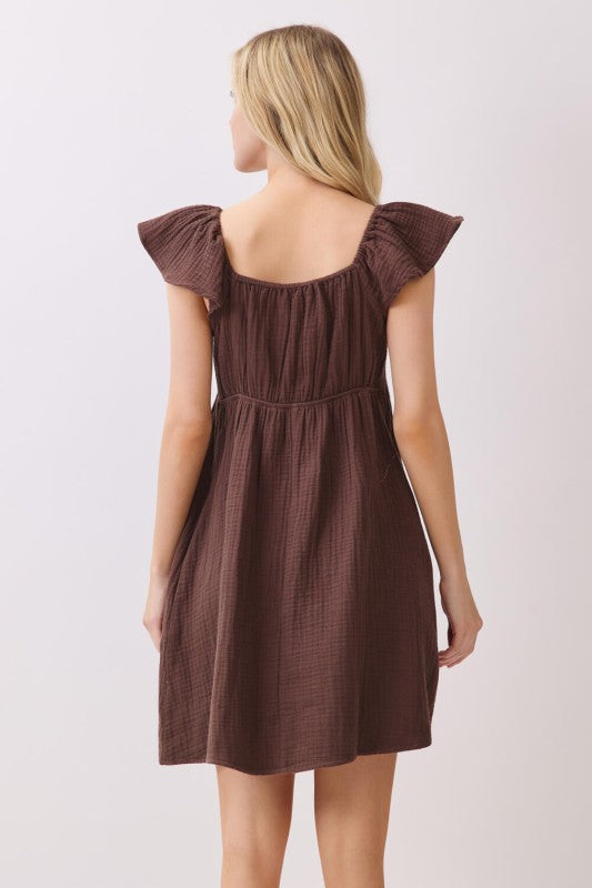 Ruffled Sleeve Babydoll Dress