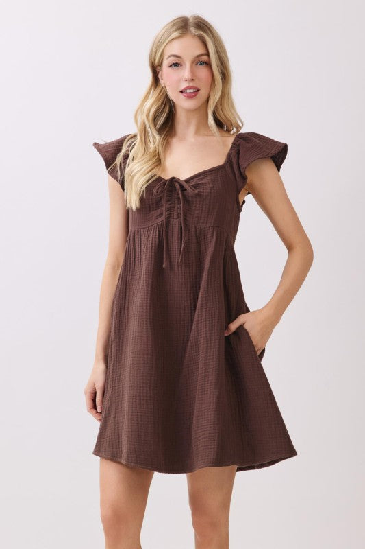 Ruffled Sleeve Babydoll Dress