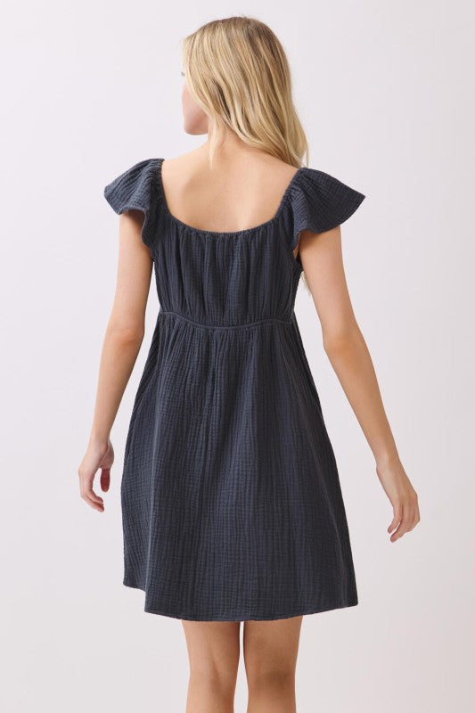 Ruffled Sleeve Babydoll Dress