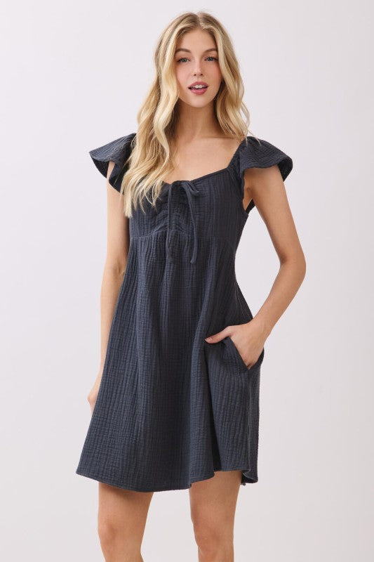 Ruffled Sleeve Babydoll Dress