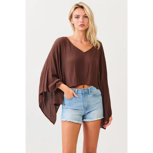 Solid Kimono Sleeve Top