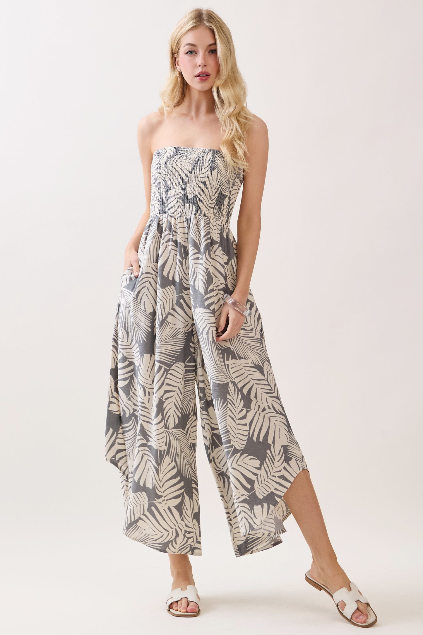 Print Smocked Jumpsuit
