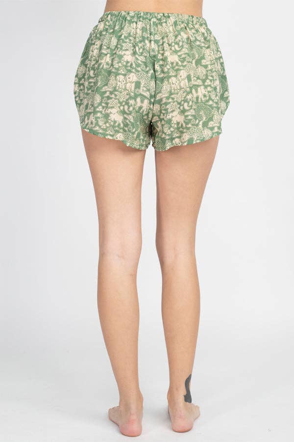 Elephant Print Lounge Shorts