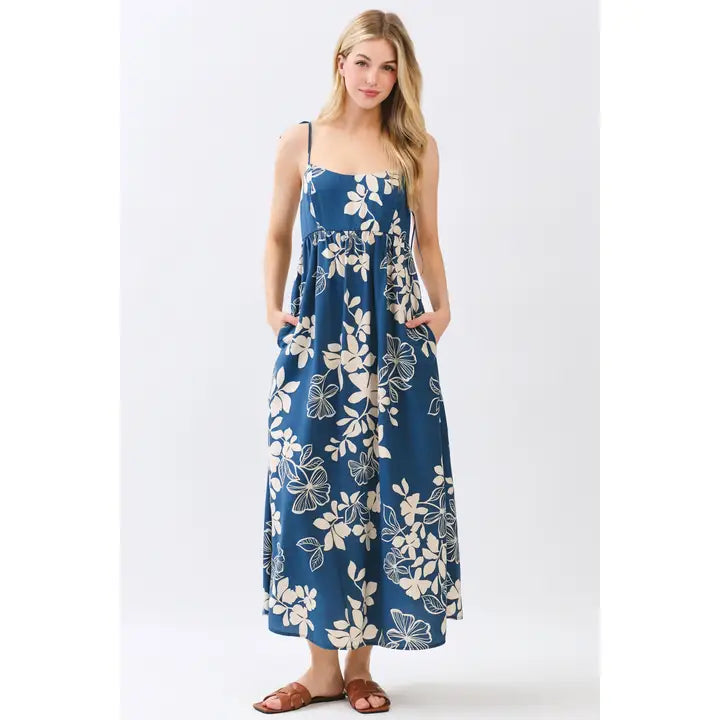 Back Cut Off Cami Midi Dress