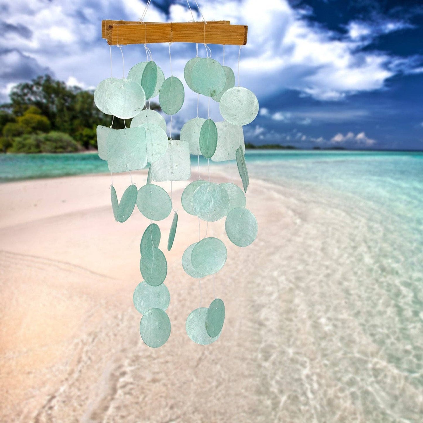 Mini Capiz Chime - Aqua