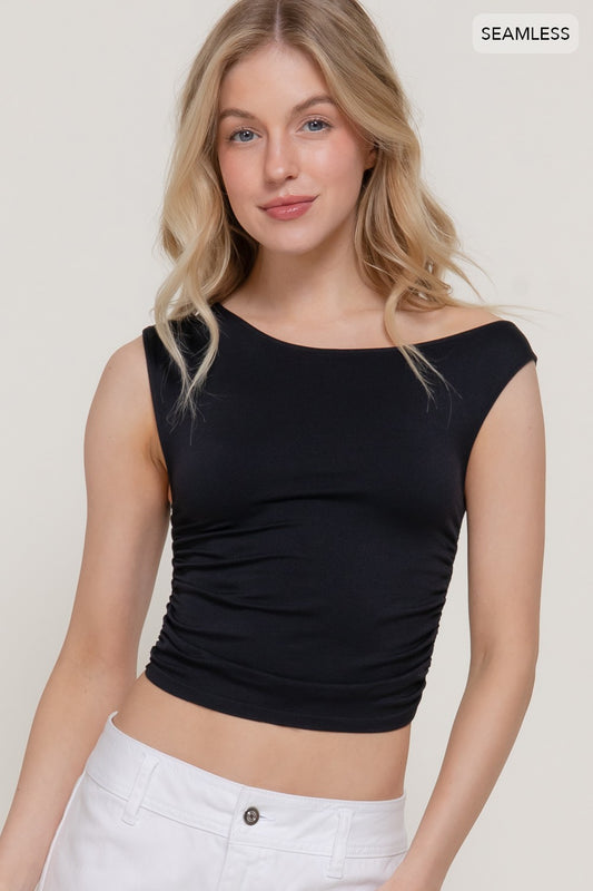 Asymmetric Neck Seamless Top