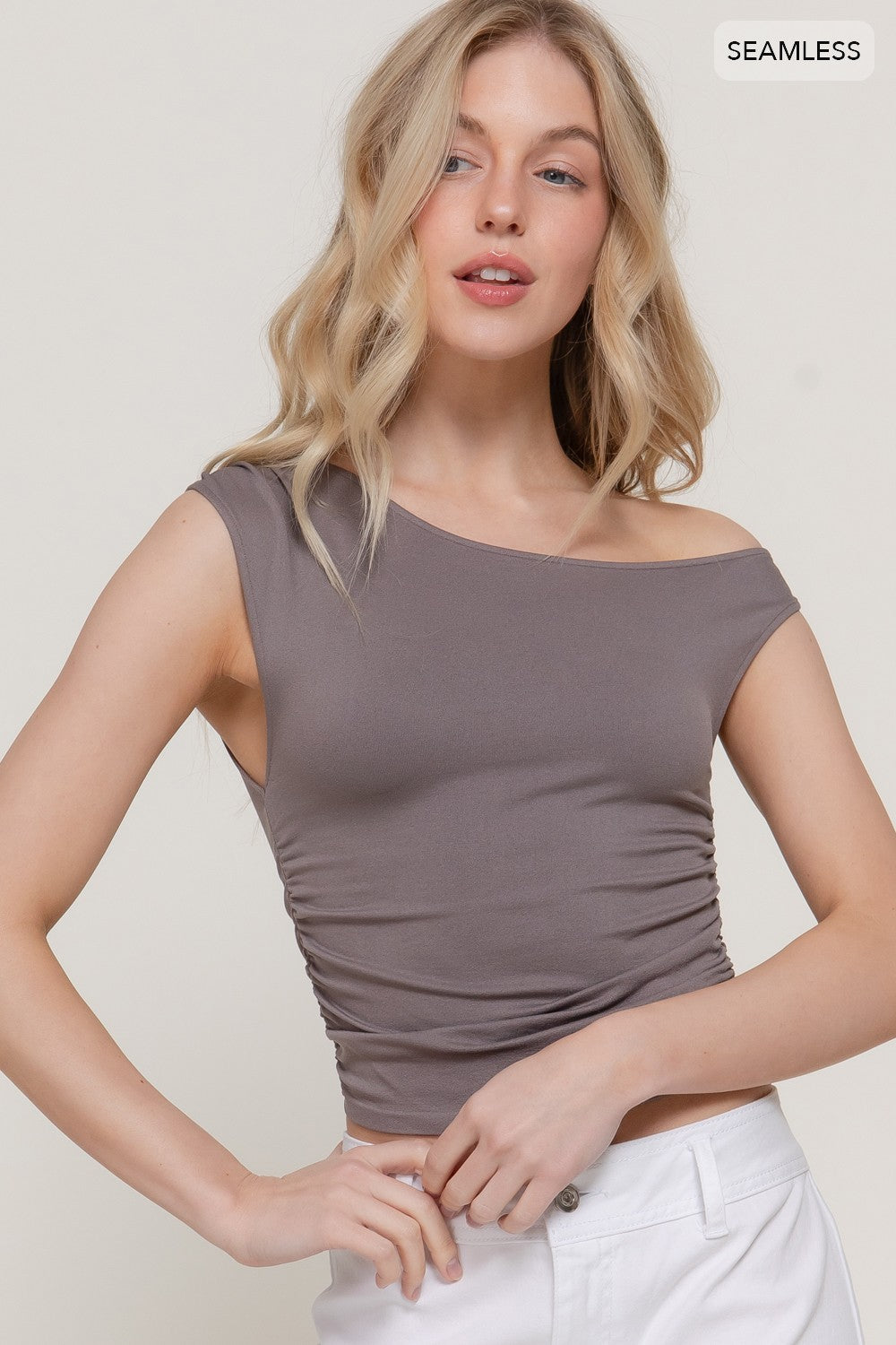 Asymmetric Neck Seamless Top