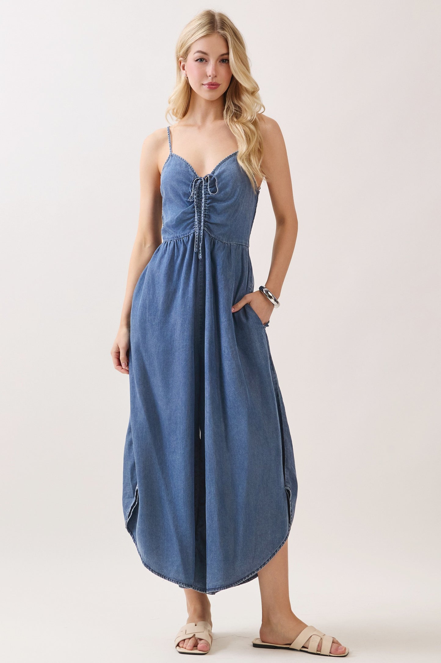 Tencel Front Ruched Jumpsuit